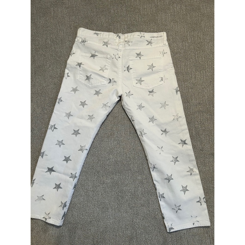 Current Elliott The‎ Boyfriend Sugar White Metallic Stars Jeans Size 30 - Picture 7 of 7